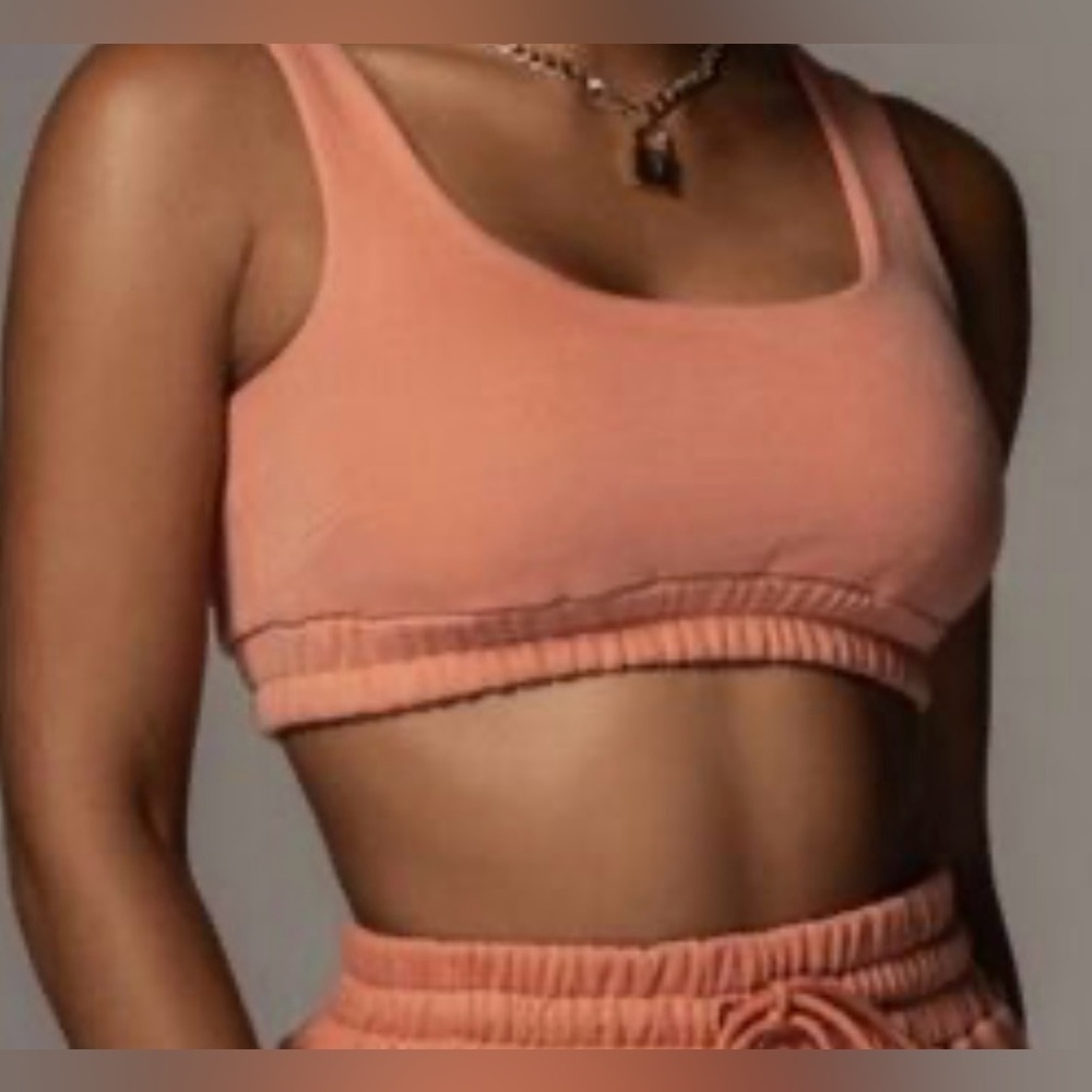 JLUXLABEL Nadala Fleece Crop Top - Coral - Size S